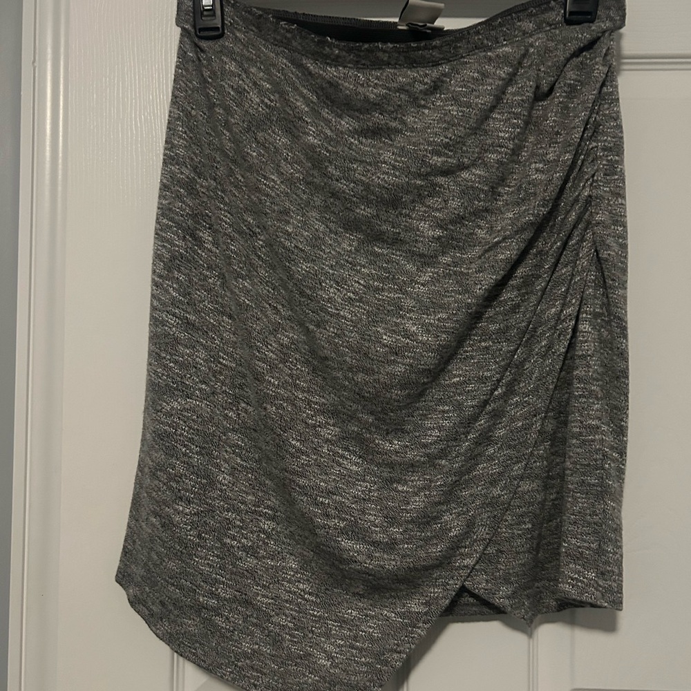 Asymmetrical Gray Knit Wrap Skirt
